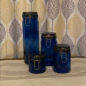 Vintage Cobalt Blue glass canisters